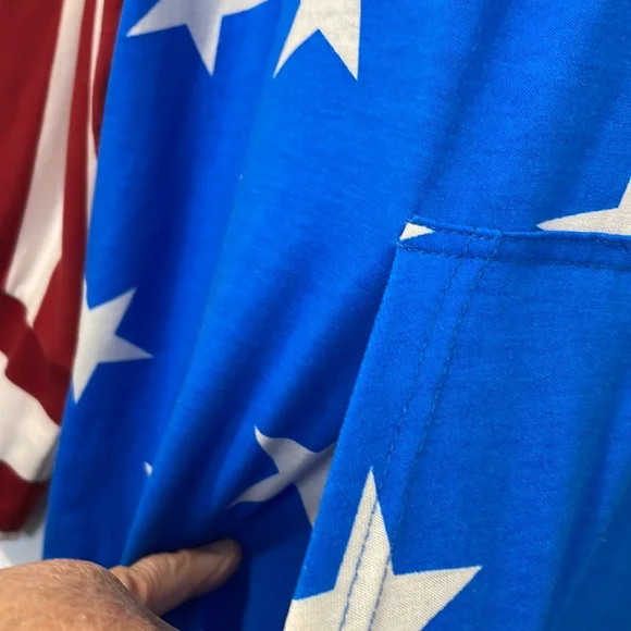 LuLaRoe Blue and Red Star Hoodie - Picture 5 of 6